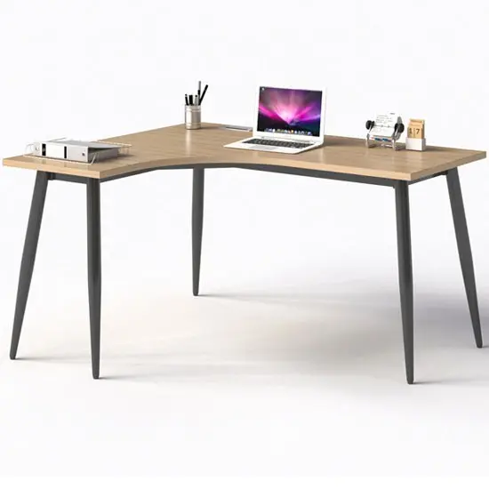 Bàn chân sắt mặt gỗ 1907BLP, 1907BLT (140 cm, Bàn mặt lượn phải)